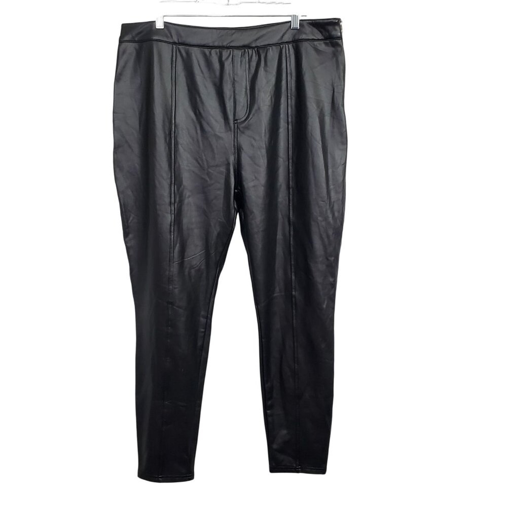 Fashion Nova 2X Pants PU Vegan Leather Side Zip Skinny Fit Stretch Trendy NEW